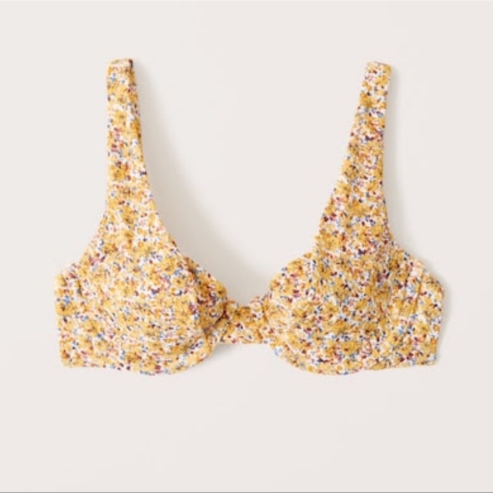 Abercrombie Underwire Squareneck Swim Top in Yellow Floral